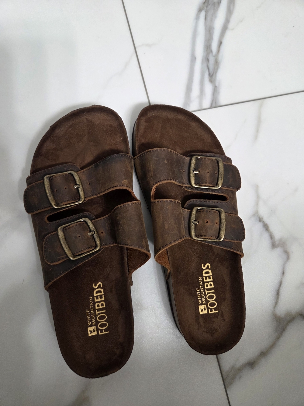 NWOT Women's Brown Double-Buckle Slide Sandals